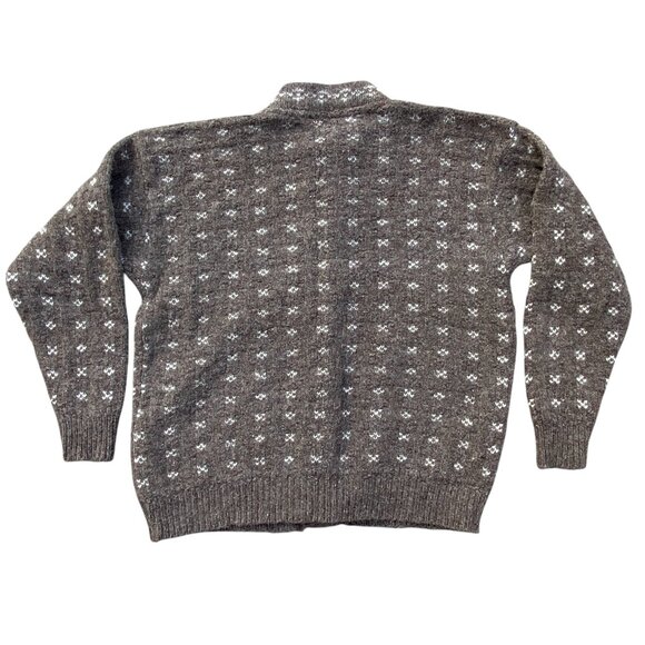 Vintage Traverse Bay Wool Fair Isle Birdseye Cardigan Brown Button Old Money-M - Picture 9 of 14
